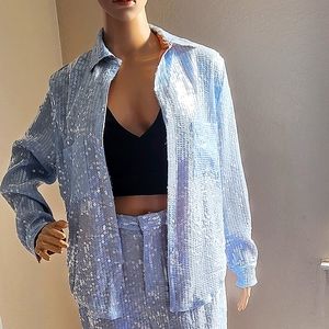 Blue sequin set